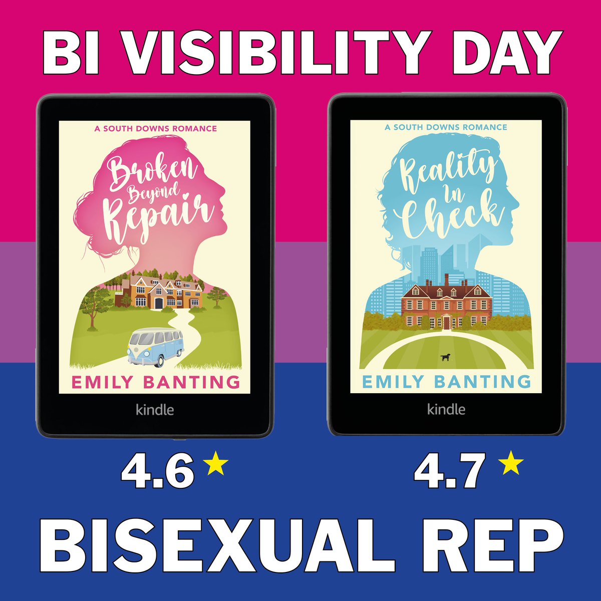 My multi-award winning bestseller Broken Beyond Repair and new release Reality in Check both include bisexual main characters. They are standalone books but best read in order…
books2read.com/broken-beyond-… 
#bisexualvisbilityday
#bisexualityday
#bibooks
#bisexualbooks
#bisexual