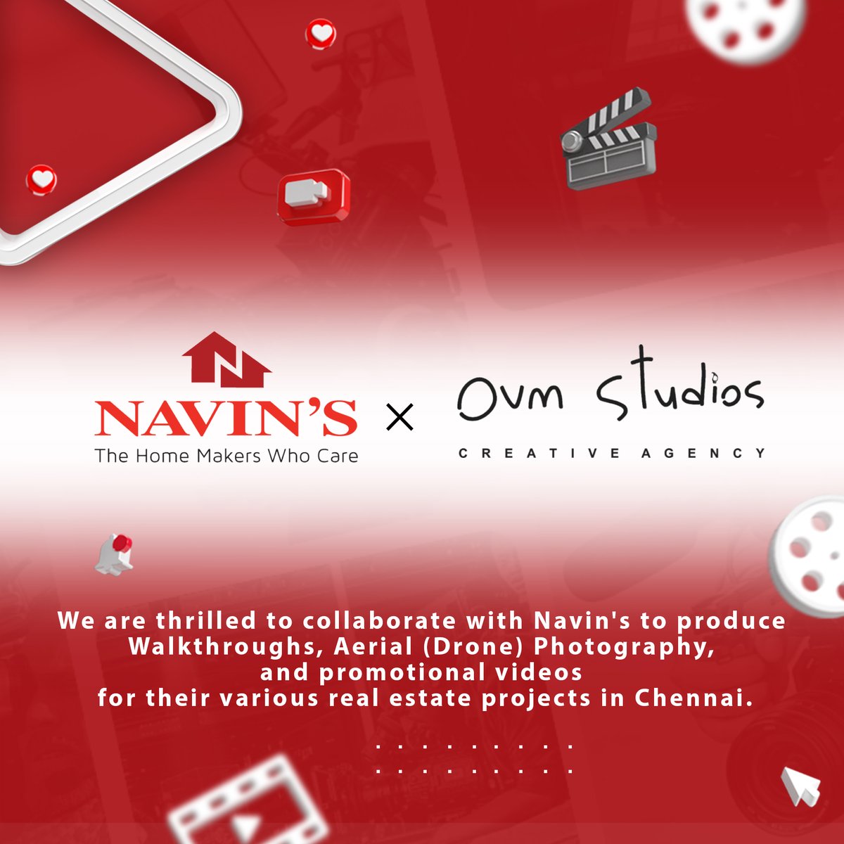 We are #excited to #collaborate with @NavinHousing to #produce #Walkthroughs, #Aerial (#Drone) #Photography, and #promotional #videos for their #various #realestate #projects in #Chennai.

#corporatevideo #promotional #explainervideo #videoproduction