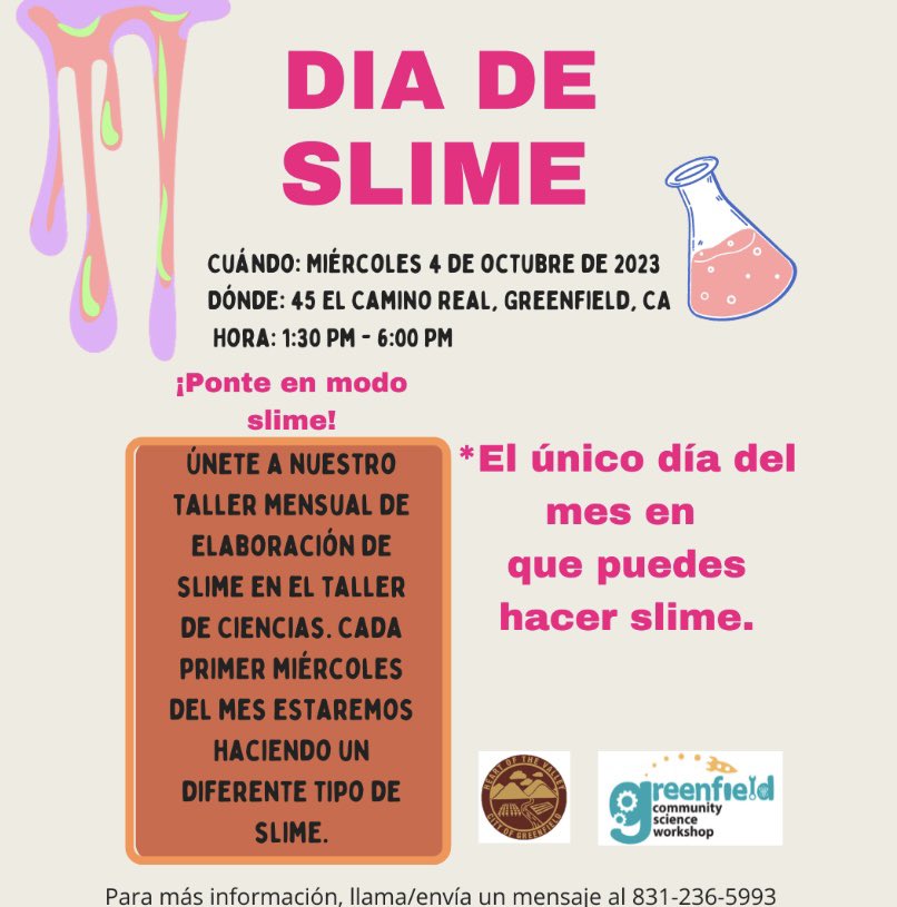 Join us at the science workshop every first Wednesday of the month starting October 4, 2023. 😃🧑‍🔬 

Únete con nosotros en el taller de Ciencias cada primer miércoles del mes a partir del 4 de octubre de 2023. 😃🧑‍🔬
