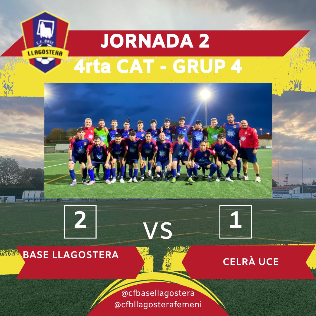 JORNADA 2
Segon partit de lliga i segona victòria. 
Un equip? Un equip és aquell que es refà dels cops que no espera i aconsegueix l’objectiu. Remuntada
Una victòria de bon joc i domini.
A seguir així nois! ⚽️💪🏼

#somhiBase #Sombase