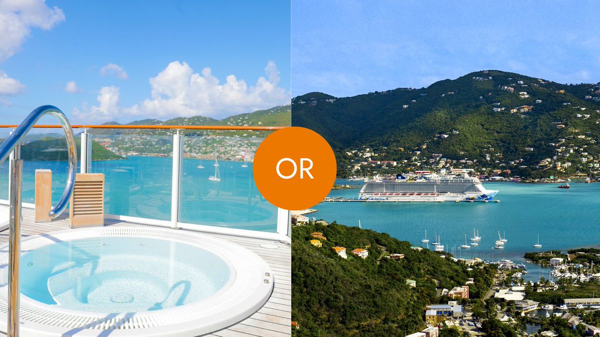 CruiseNorwegian's tweet photo. Would you rather take in the views of St. Thomas from the hot tub or explore Tortola? 🤔🏝️

Quote tweet us with your vote! #CruiseNorwegian https://t.co/VPsDiZ3tHh