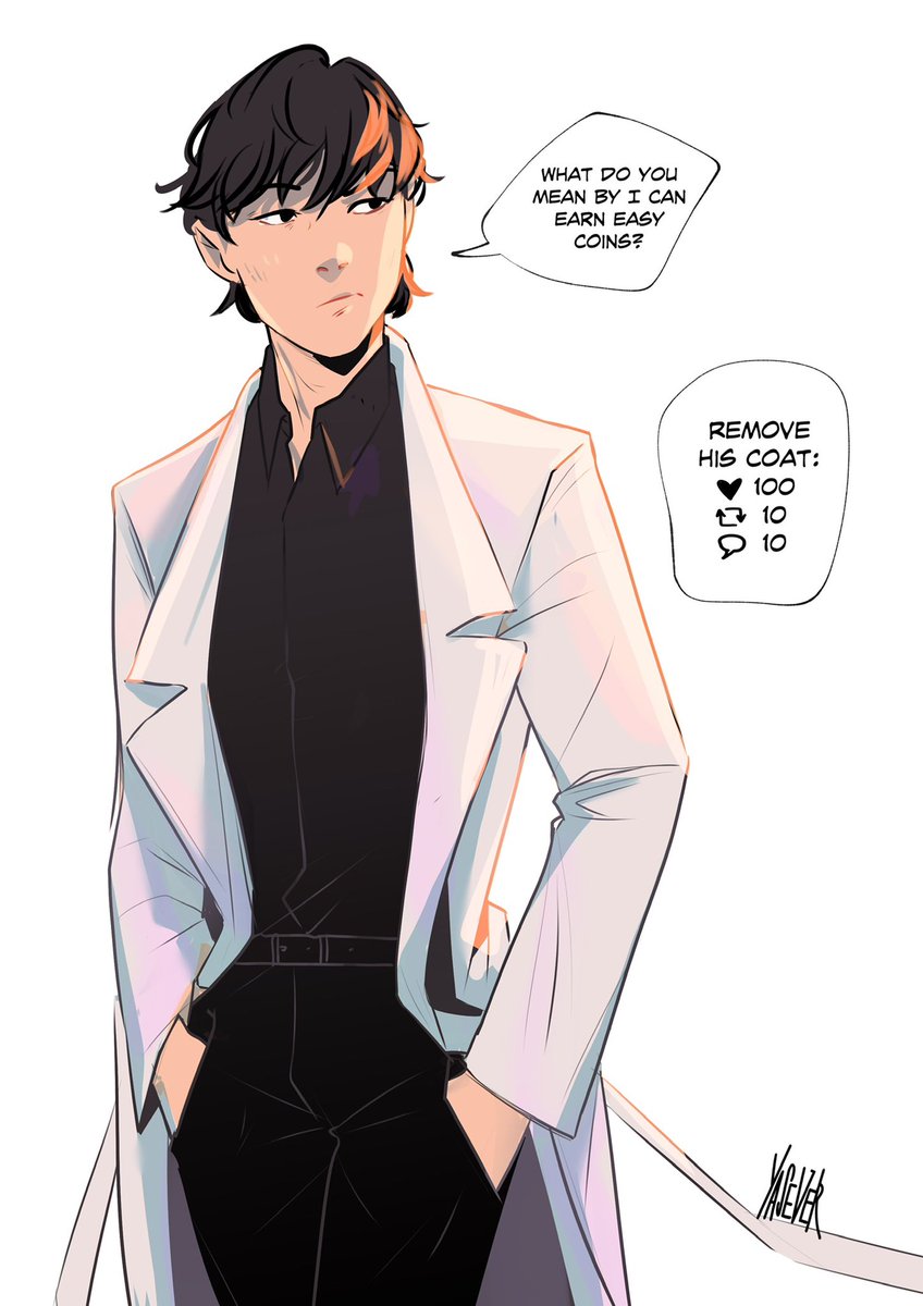 Launching Dokja’s undress challenge. Let’s see if you can reach the end 😈 

Like/comment/retweet to remove his coat #ORV #kdj