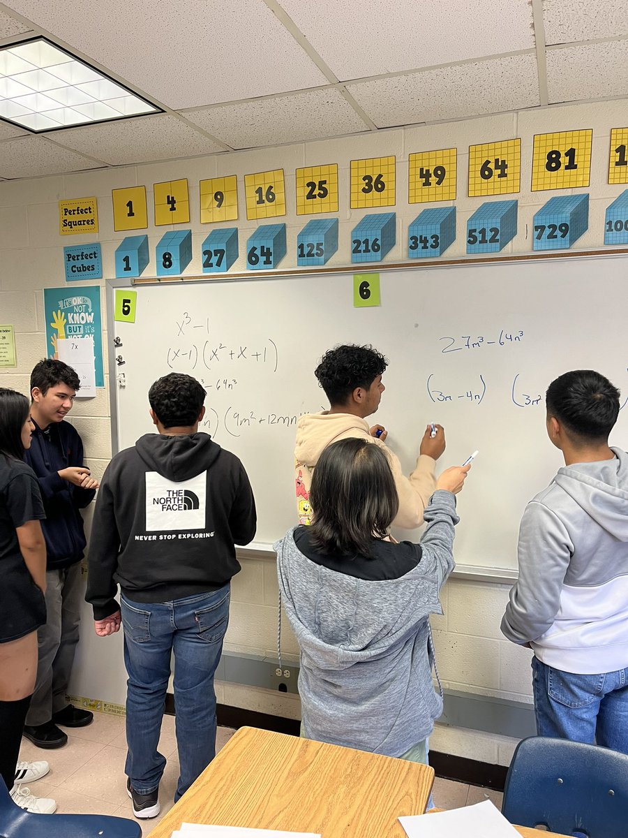 msgraymathclass's tweet image. So fun watching @PNaanou and Ms. Johnson’s Algebra 2 students work through a factoring string yesterday! Student discussions were rich and meaningful @FallsChurchHS @MathematicsFcps #buildingthinkingclassrooms #weareFC