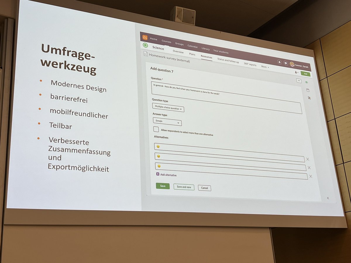 paedagogiker's tweet photo. @petersidro stellt die Roadmap von @itslearning_de beim #itsmbtmv23 vor. barrierefreier Messenger + neues Umfragetool + neue App ab 2024. Lässt hoffen auf verbesserte Usability! #MVedu #twlz #twittercampus https://t.co/TII1ilMzLQ