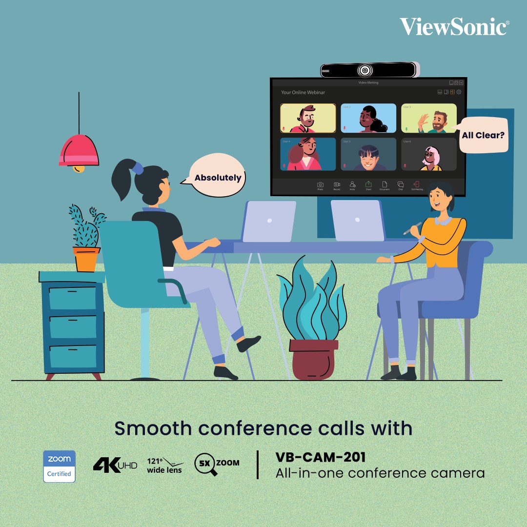 IndiaViewsonic's tweet image. Say goodbye to pixelated faces and missed conversations. Upgrade your virtual meetings with VB-CAM-201&apos;s 4K Ultra HD clarity and a wide-angle lens that ensures everyone is in the frame, no matter where they&apos;re seated.

#ViewSonic #ViewSonicIndia #avtechlife #conference #camera