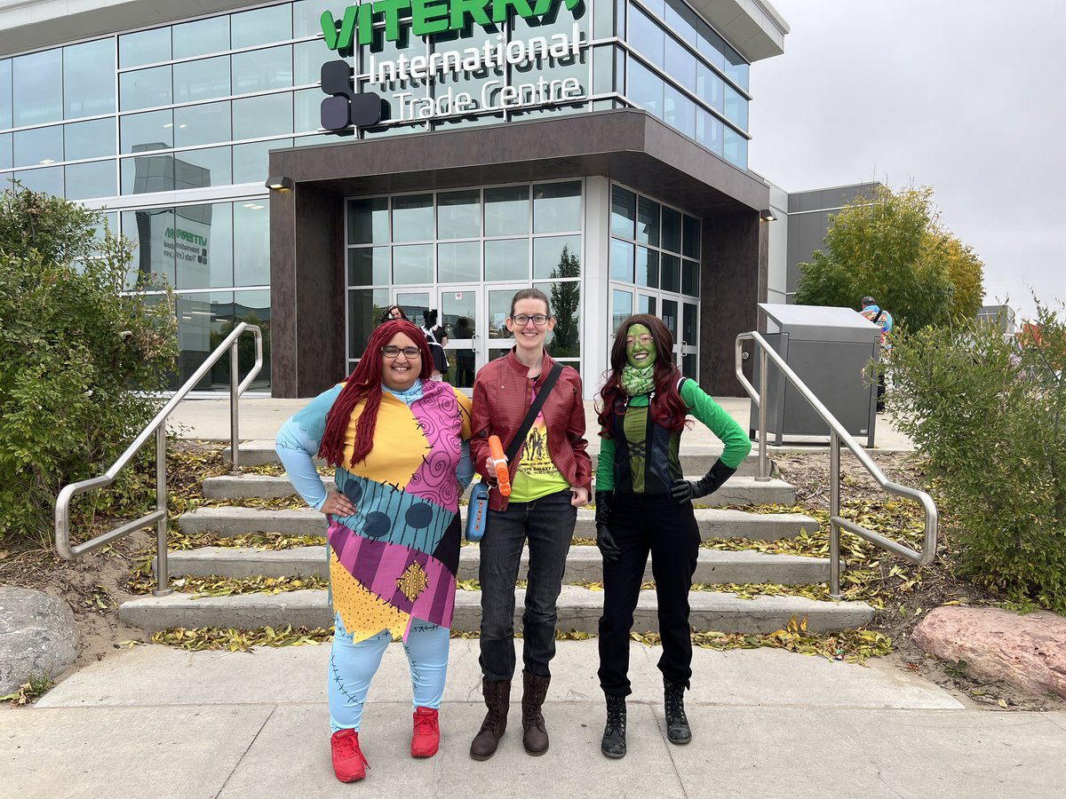 Day 1 of @SaskExpoRegina ! So excited to have a fun-filled nerdy weekend with my besties, @lisagoudy and @sheldon_spock1! 😎💥🦸‍♀️ #nerdyandproud #saskexporegina2023 #saskexporegina #soexcited #starlord #gamora #sally #cosplay #guardiansofthegalaxy #nightmarebeforechristmas