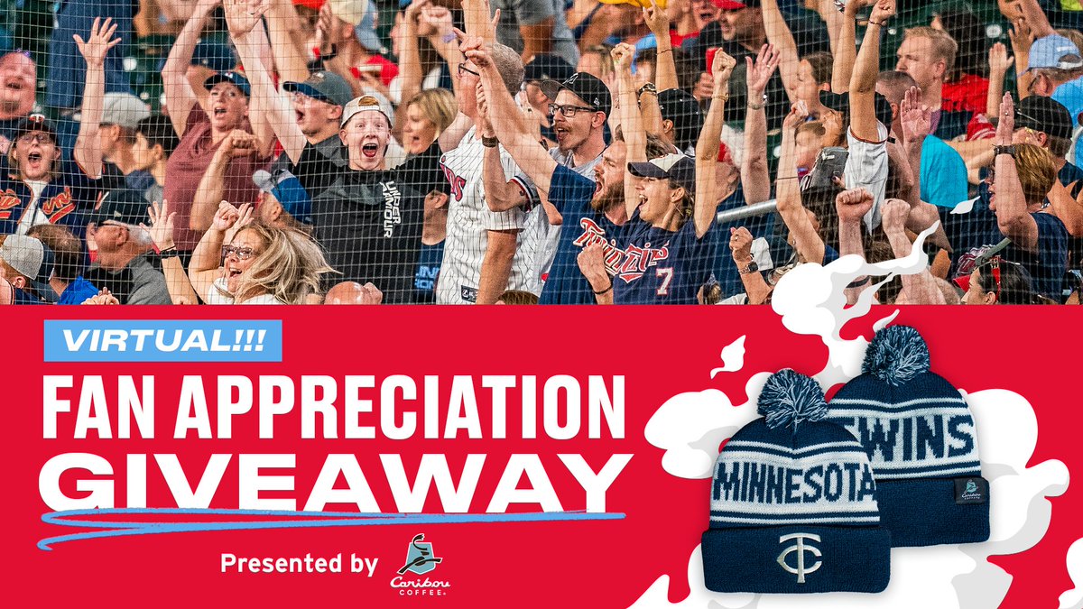 Minnesota Twins (@twins) on Twitter photo It’s Fan Appreciation Weekend and we want to show a little love to our virtual fans!
🚨 Repost for a chance to win a #MNTwins and <a href="/cariboucoffee/">Caribou Coffee</a> beanie! 🚨 It’s Fan Appreciation Weekend and we want to show a little love to our virtual fans!
🚨 Repost for a chance to win a #MNTwins and <a href="/cariboucoffee/">Caribou Coffee</a> beanie! 🚨