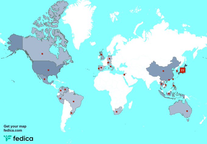According to https://t.co/q8AdgDlPKk, you come from 26 countries
1. Japan (78%) ð¯ðµ
2. USA (4%) ðºðž
3. Taiwan (3%) ð¹ðŒ
Can you see your country?
