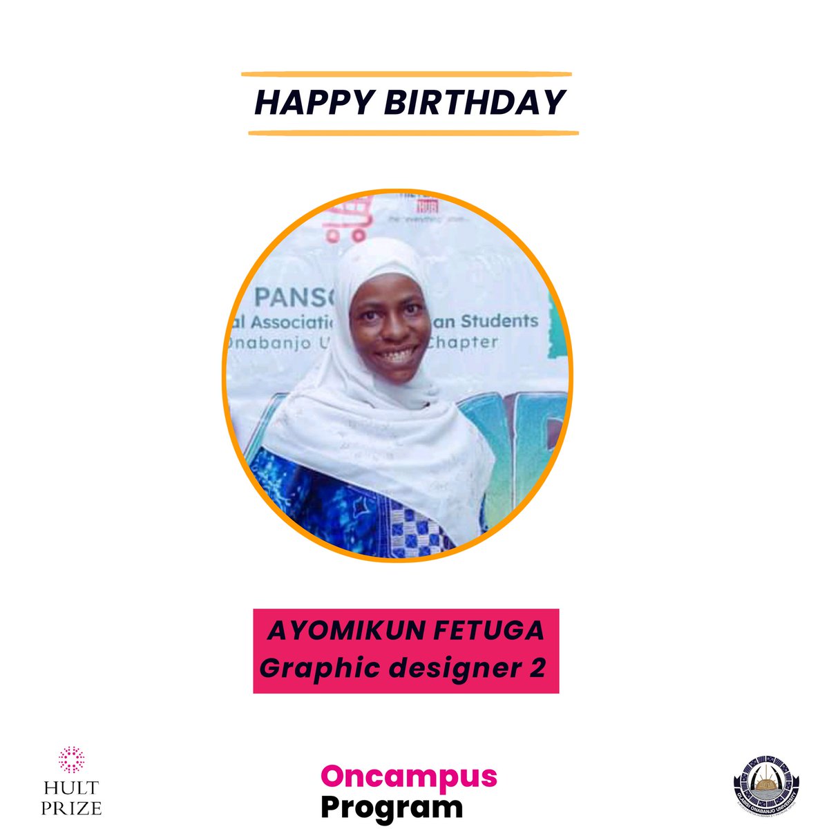 HultPrizeOOU's tweet photo. Dear AYOMIKUN FETUGA🌹

Happy Birthday to our ever gorgeous Graphic designer 💐
It's a great opportunity celebrating a day like this with you. Your commitment and dedication to the Organization are well appreciated, thank you for your Love 💕
Enjoy your day dear 💗
#Hultprizeoou https://t.co/KYVUiESyoG