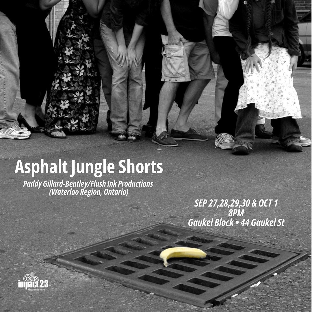 Spotlight on our shows!

Asphalt Jungle Shorts
Paddy Gillard-Bentley, Flush Ink Productions
Sept 27,28,29,30 &amp; Oct 1,8PM
Gaukel Block

Tickets
ticketscene.ca/series/1090/

<a href="/PamMTSpace/">Pam Patel</a> <a href="/Flush_Ink/">Flush Ink Prod.</a> <a href="/PaddyGB/">Paddy Gillard-Bentley</a> <a href="/DTKitchener/">Downtown Kitchener</a> <a href="/CityKitchener/">City of Kitchener</a>