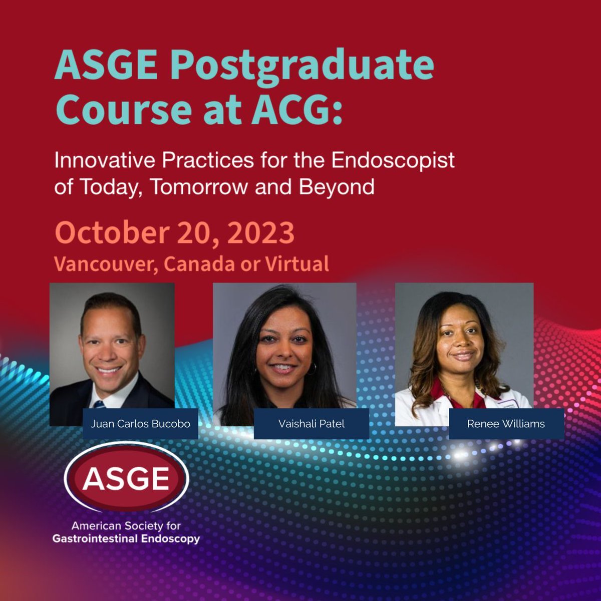 ASGE GI Endoscopy (@asgeendoscopy) on Twitter photo Discover up-to-date management of digestive disease states at ASGE's Endoscopy Course Oct. 20. Lead by Course Directors <a href="/juancbucobo/">Juan Carlos Bucobo</a>, <a href="/AnotherPatelMD/">Vaishali Patel, MD MHS</a> & <a href="/DrR_Williams/">Dr. Renee Williams</a>, learn about post-ERCP pancreatitis, the impact of health inequities and more: bit.ly/3QmONu4 #GITwitter Discover up-to-date management of digestive disease states at ASGE's Endoscopy Course Oct. 20. Lead by Course Directors <a href="/juancbucobo/">Juan Carlos Bucobo</a>, <a href="/AnotherPatelMD/">Vaishali Patel, MD MHS</a> & <a href="/DrR_Williams/">Dr. Renee Williams</a>, learn about post-ERCP pancreatitis, the impact of health inequities and more: bit.ly/3QmONu4 #GITwitter