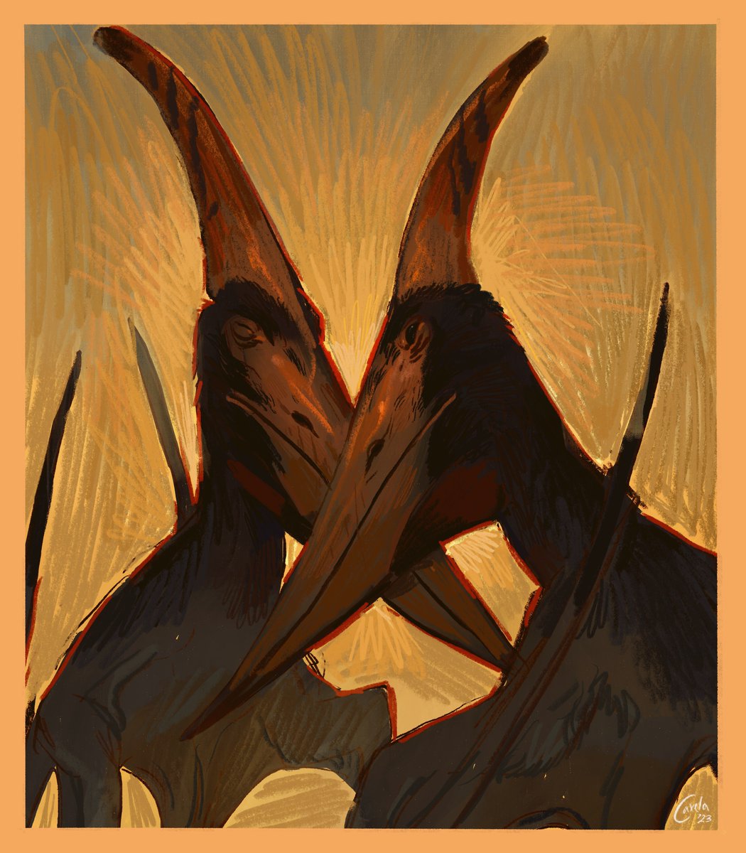 caxela1's tweet image. Pteranodon Pair in Embrace