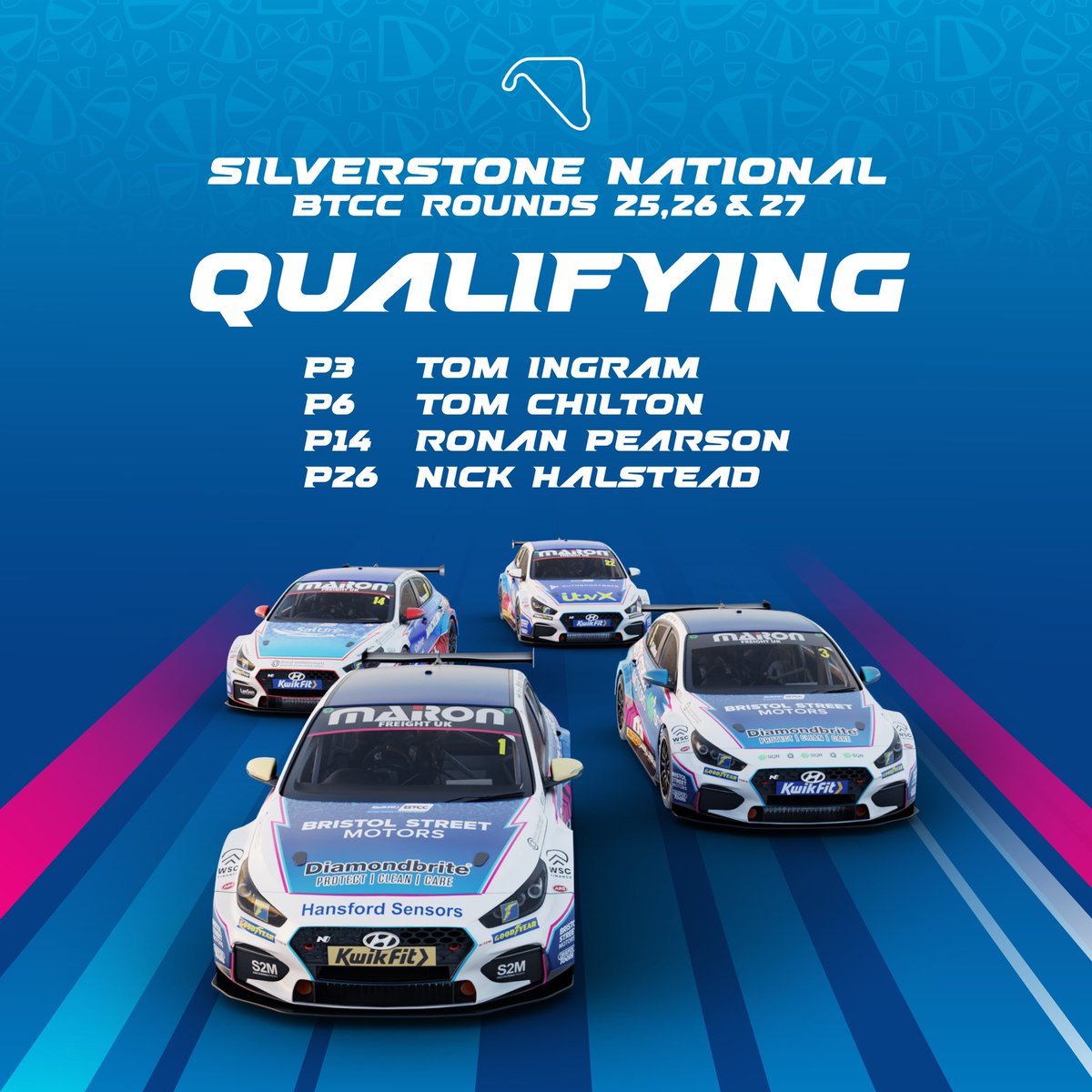 #Quali Results 🏁 We are all set for the ninth round of the 2023 BTCC season tomorrow! #EXCELR8Motorsport #Silverstone #BristolStreetMotors #MacklinMotors
