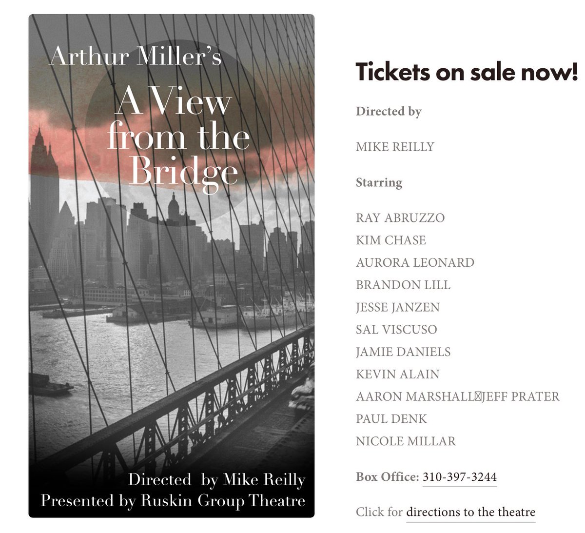 RobMorrow_'s tweet photo. This is an excellent production. #RayAbruzzo leads a splendid cast. Great night of theater. Directed by the always inspiring #MikeReilly @ruskingroupthtr https://t.co/2NSHRt1ltx