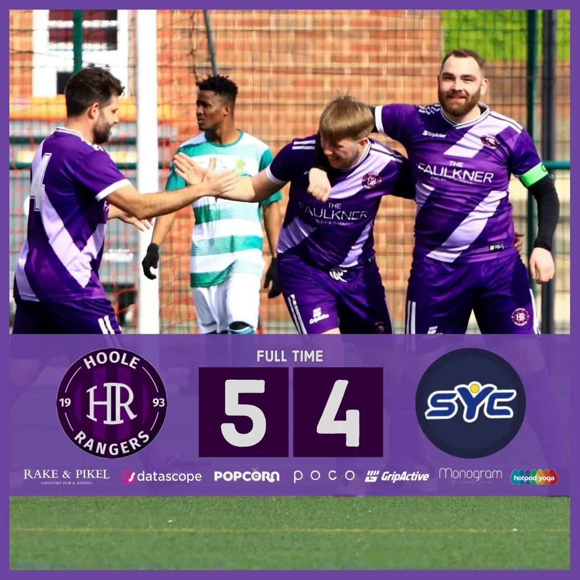HooleRangers's tweet image. 𝗙𝗨𝗟𝗟 𝗧𝗜𝗠𝗘 ⚽️

#HRFC 5-4 @Shaftesburysat1

⚽️ 18’ @Victorr_ar
⚽️⚽️ 22’, 36’ @joshleach08
⚽️ 56’ @KyleStoddart96
⚽️ 71’ @ConnorHowley6

Five goals for the purples for the second week in a row as we edge out a nine-goal thriller at the Uni! 🟣⚪️

#HRFC💜