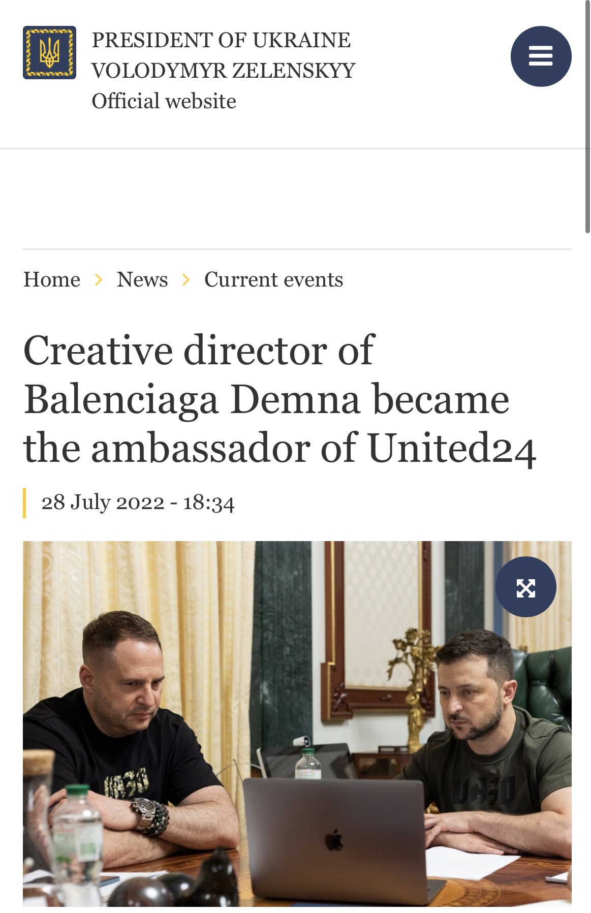 Balenciaga creative director becomes ambassador for United24 platform