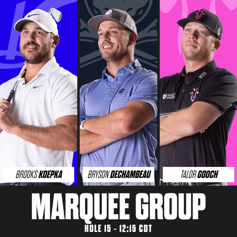 livgolf_league's tweet photo. Our Marquee Group heading into Round 2 in Chicago! 👀

#LIVGolf