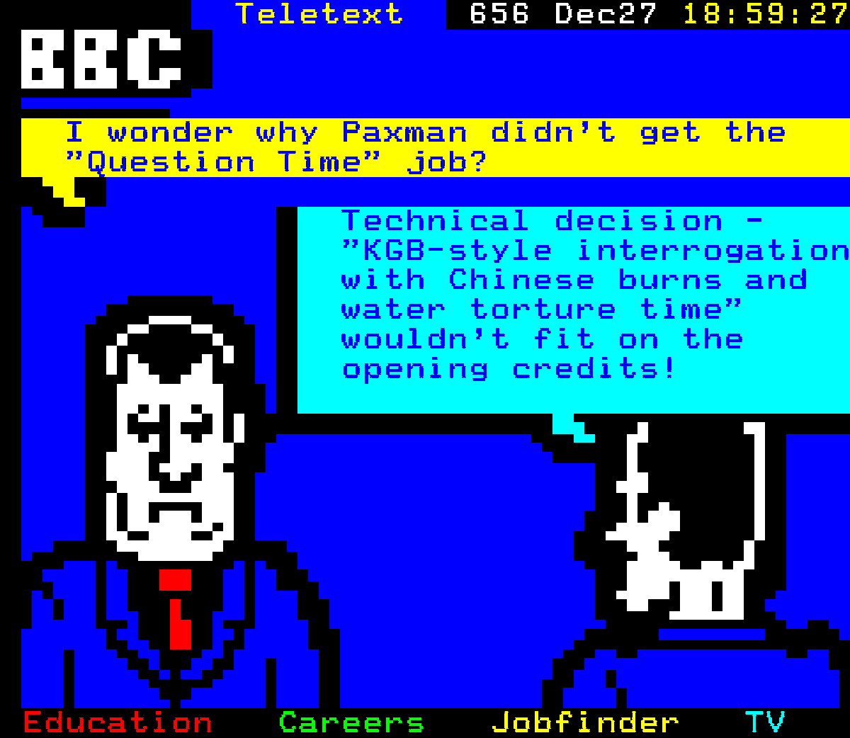 A few more of those 1993 political cartoon strips from the Teletext Jobfinder pages... #NationalTeletextDay