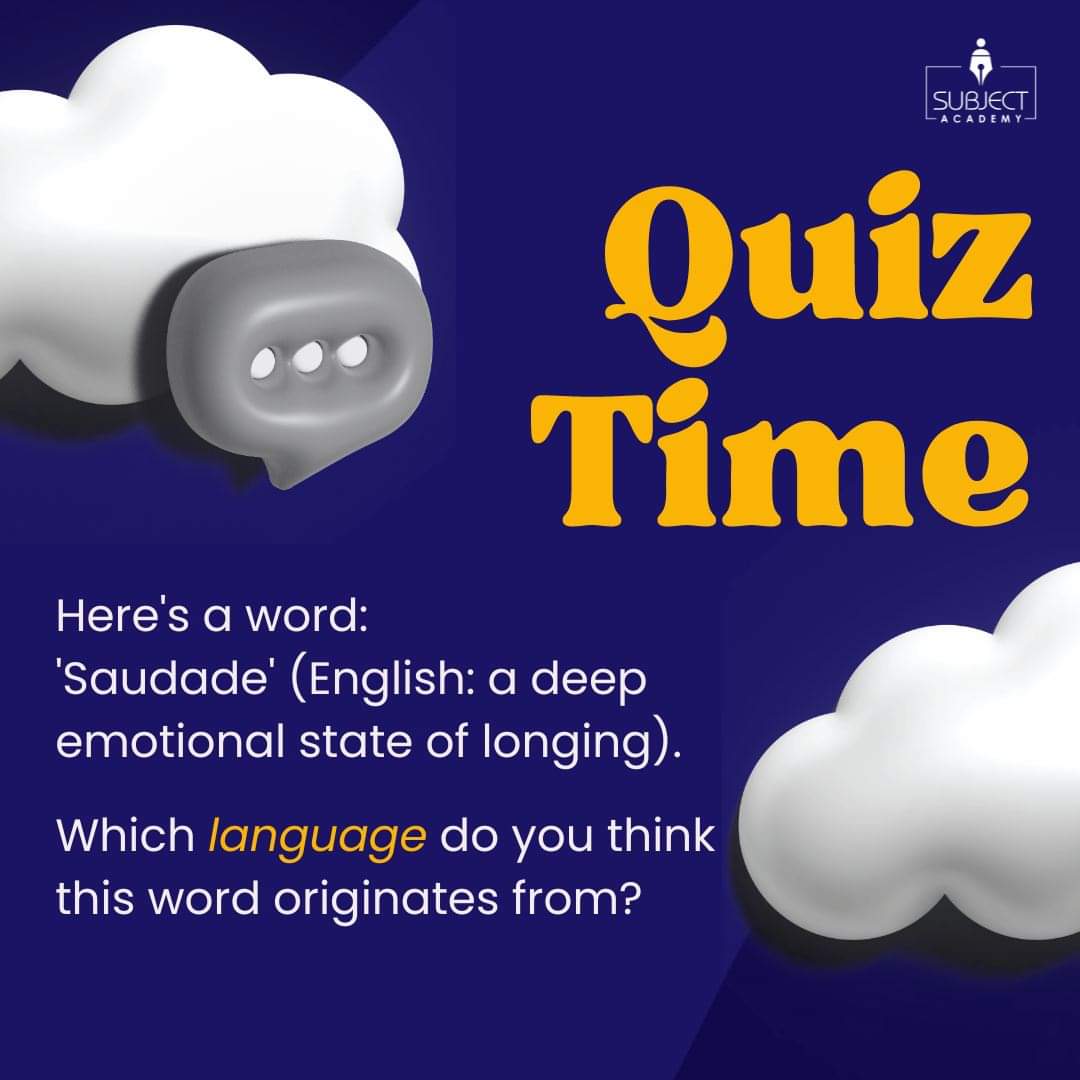 Can you guess which language this beautiful word originates from? Share your thoughts below!

#saudade #languagetrivia #emotions #wordorigins #guessthelanguage #culturaldiversity #quiztime #quiz