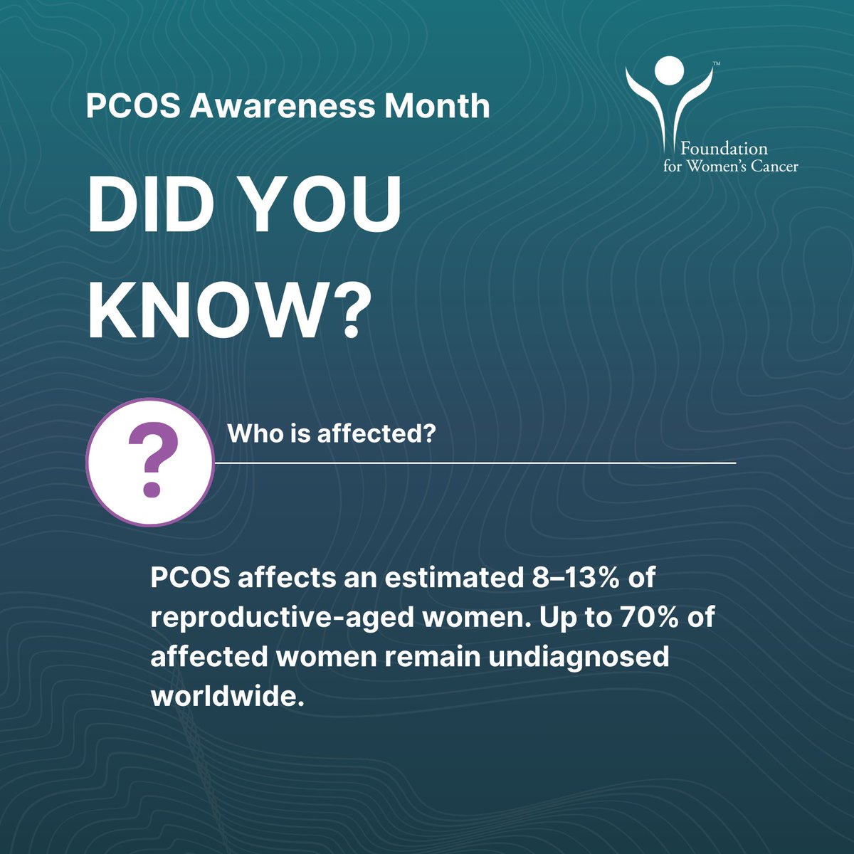 GYNCancer's tweet image. PCOS is more common than people realize or society talks about. We&apos;re raising awareness because we recognize its impact on our community; research has indicated that PCOS is associated with more than one gynecologic cancer. Check out these PCOS facts. #PCOSAwareness #KnowPCOS