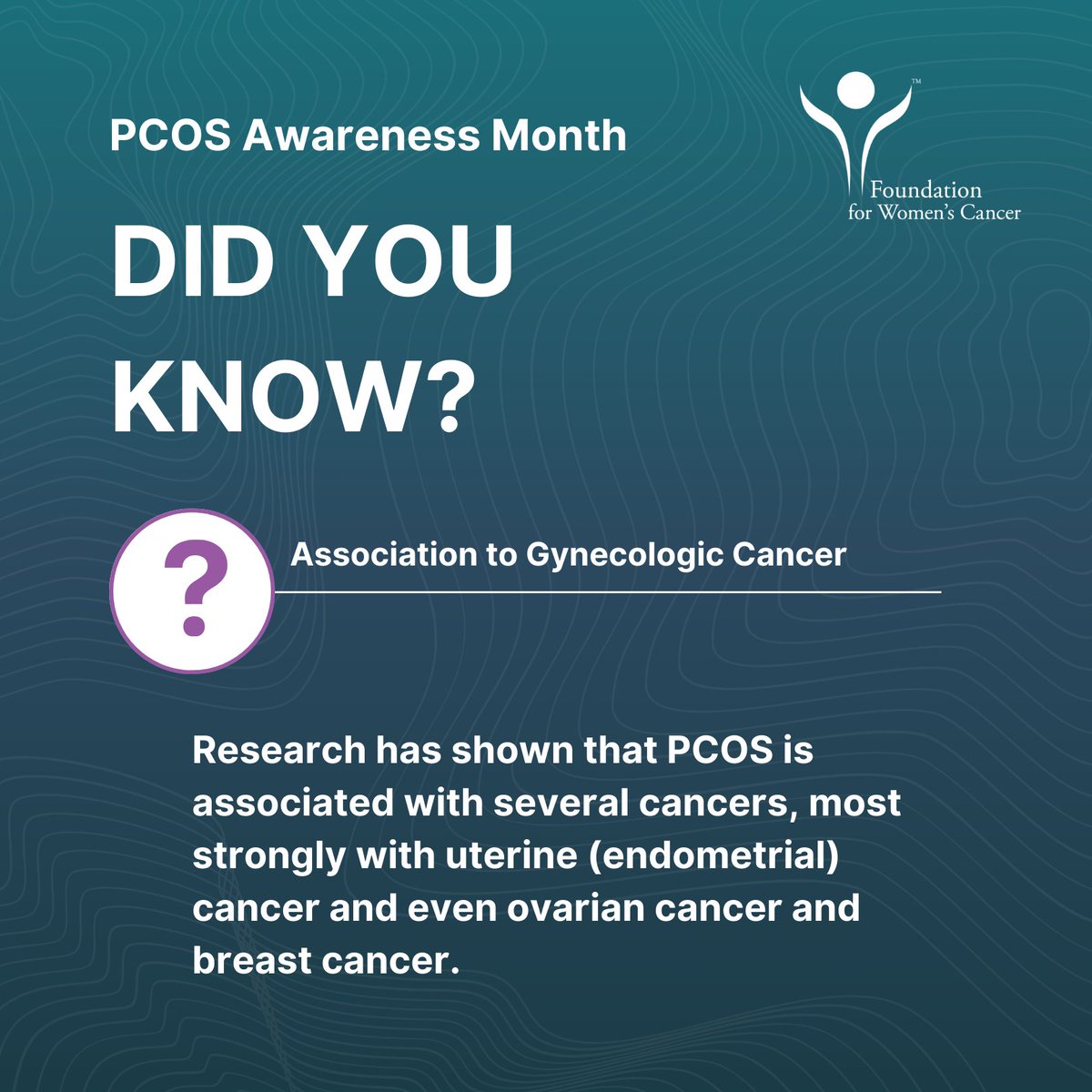 GYNCancer's tweet image. PCOS is more common than people realize or society talks about. We&apos;re raising awareness because we recognize its impact on our community; research has indicated that PCOS is associated with more than one gynecologic cancer. Check out these PCOS facts. #PCOSAwareness #KnowPCOS