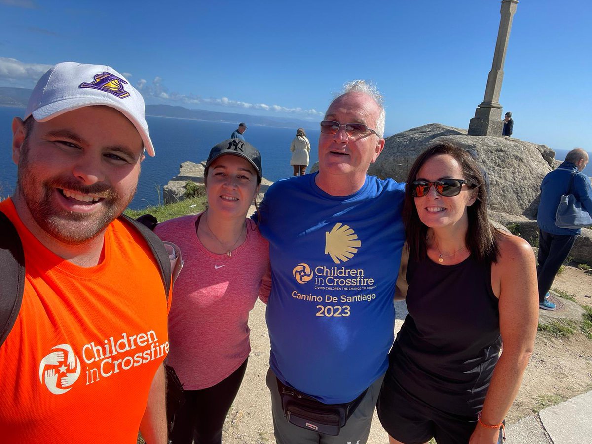 WE DID IT! Today was the final day of our 100km Camino de Santiago trek from Santiago to Finisterre. What an amazing experience with a fantastic group of people. Of course we had to bring a little bit of Derry Girls with us too @ChildreninXfire #CaminoDeSantiago #DerryGirls