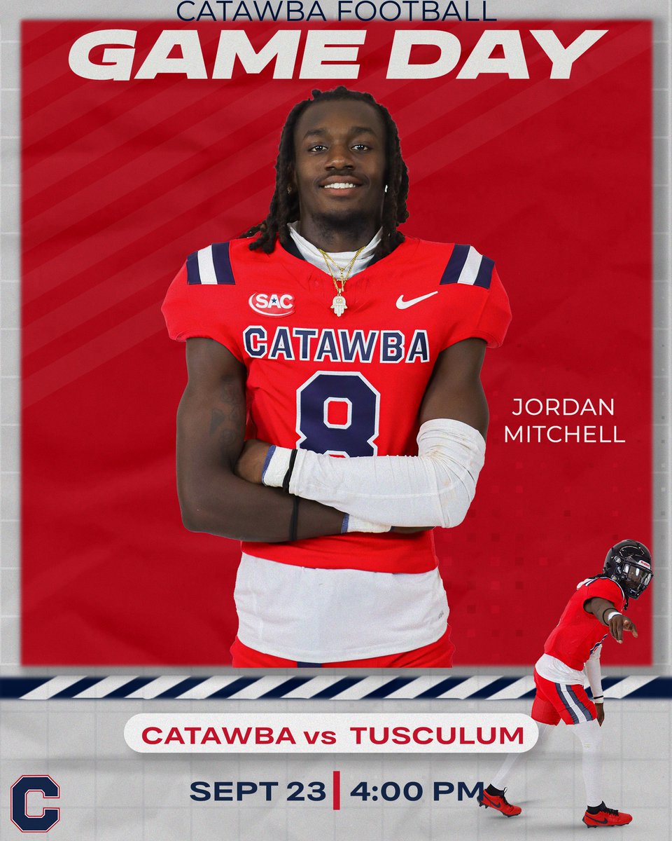 Catawba College Athletics (@catawbaindians) on Twitter photo 𝐈𝐓'𝐒 𝐆𝐀𝐌𝐄𝐃𝐀𝐘❗️
<a href="/CatawbaFootball/">Catawba Football</a> on the road taking on the Pioneers!
🆚 Tusculum
⏰ 4:00 PM
📊 bit.ly/3PNFAKS
🎥 bit.ly/3EQs3vz
#BleedBlue | #CatawbaCulture 𝐈𝐓'𝐒 𝐆𝐀𝐌𝐄𝐃𝐀𝐘❗️
<a href="/CatawbaFootball/">Catawba Football</a> on the road taking on the Pioneers!
🆚 Tusculum
⏰ 4:00 PM
📊 bit.ly/3PNFAKS
🎥 bit.ly/3EQs3vz
#BleedBlue | #CatawbaCulture