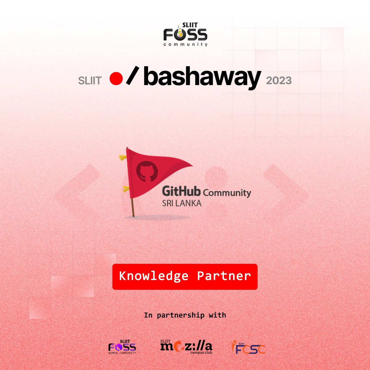 sliitwif's tweet photo. We are thrilled to introduce our distinguished knowledge partner, GitHub Community Sri Lanka.

We take this moment to extend our gratitude to GitHub Community Sri Lanka, for your support, ensuring the success of Bashaway 2023 https://t.co/jxPatnLKmr