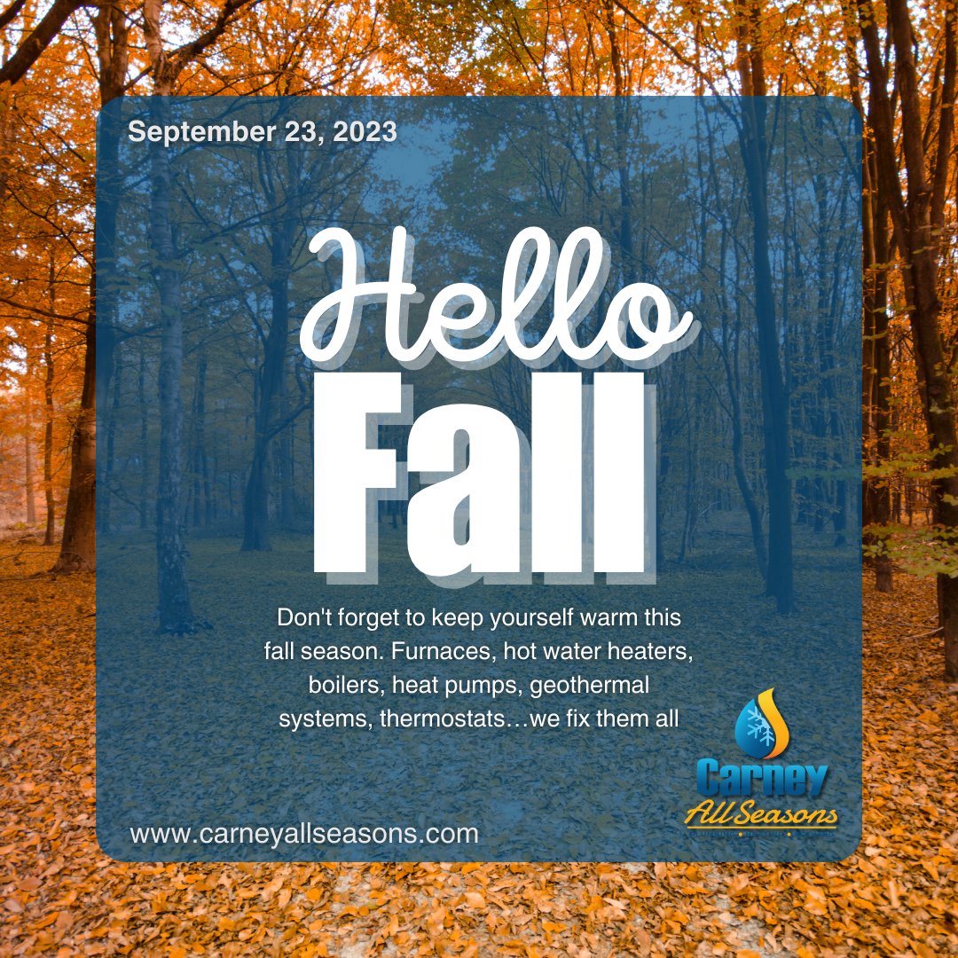 CarneyAllSeason's tweet image. 🍂 Embrace the crisp breeze and cozy vibes of fall! 🍁🍃 Prepare for the season with our expert service. From pumpkin spice to perfect indoor comfort, we've got you covered. Give us a call to ensure your HVAC is ready for everything autumn brings! 📞🏠 #FallTuneUp #HVACPrep
