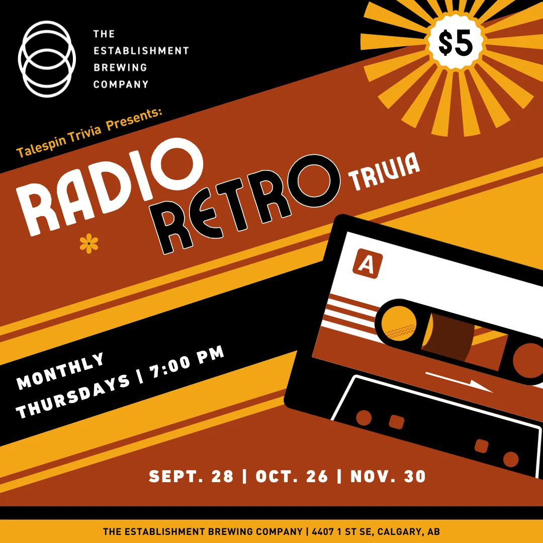 Calling all music geeks and aficionados!

Test your knowledge of the deep cuts, the oldies, and the goodies with music trivia all the way from the late 60s through to the early 2000s! The fun starts at 7:00pm this coming Thursday (September 28) and it's only $5 to play along!