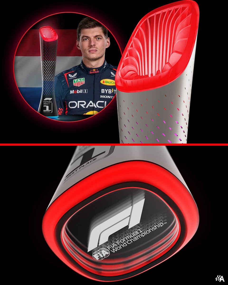 autosport's tweet photo. The #JapaneseGP winner will be given an innovative ‘kiss me’ trophy on the Suzuka podium 😘

When the driver kisses a special button, touch sensitive micro-switch technology will bring the trophy alive in the colours of their national flag 🤯

Do you like the design?

#F1 https://t.co/Kt7Ppbw0bM