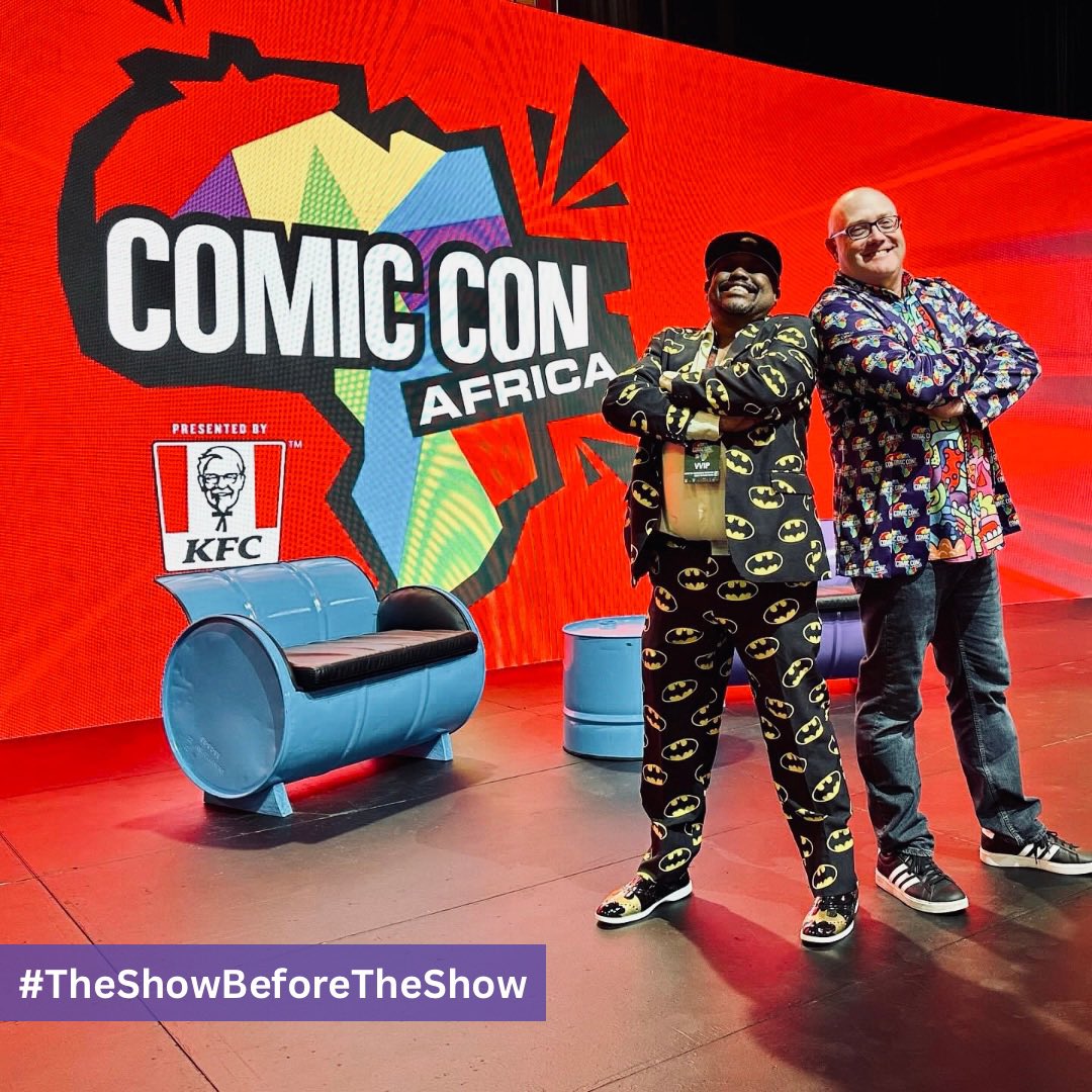 Can you believe it? Another #TheShowBeforeTheShow team at #ComicConAfrica this weekend! 🎤💥