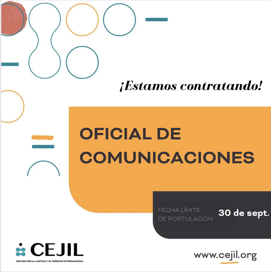 cejil's tweet photo. 🔵#EMPLEO │🔎🗣️Buscamos Oficial de #Comunicaciones para implementar nuestro plan de #comunicación en Región Andina, Programa #Brasil y Cono Sur. Es una posición din��mica que formará parte de un equipo multicultural de personas defensoras.
✍️Postulación👇https://t.co/ugu1ww3n8L https://t.co/YLi7C0pmZ8