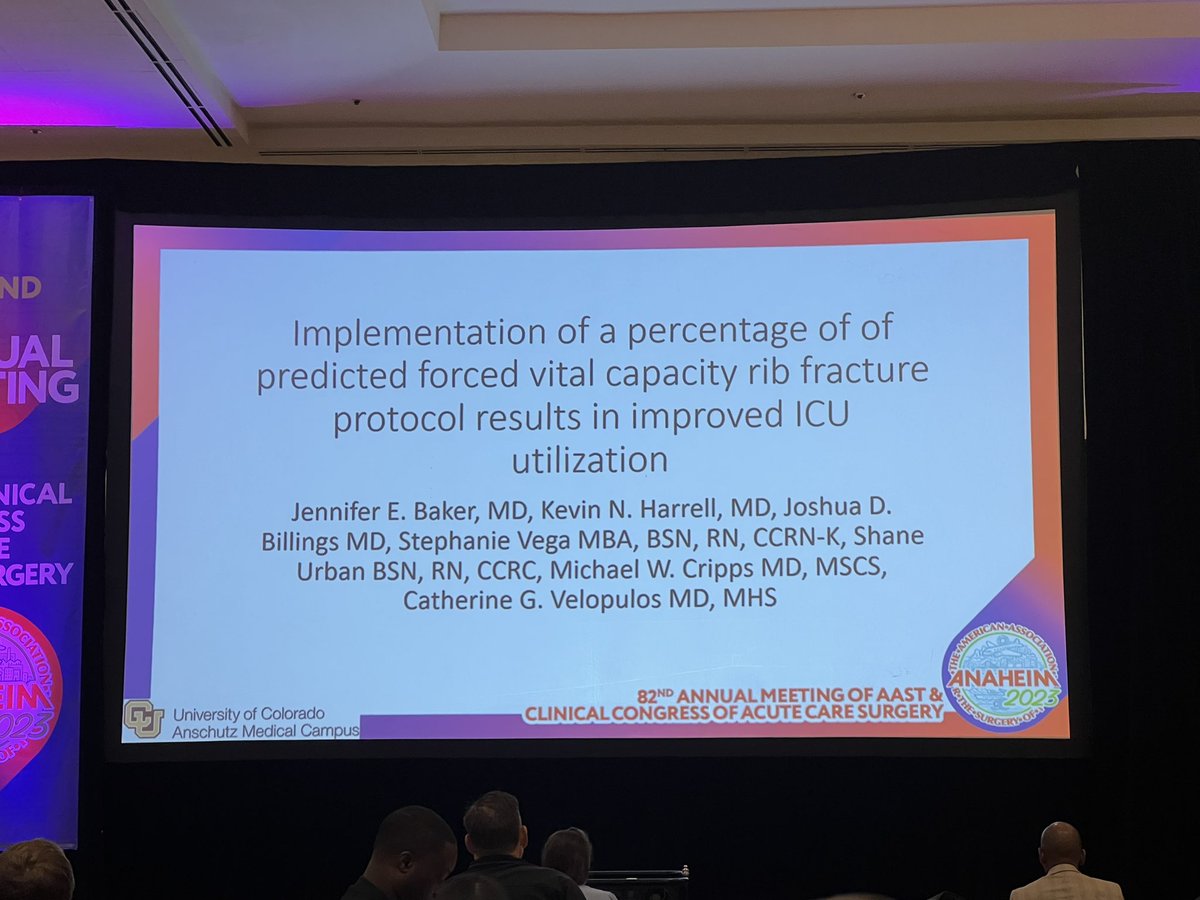 Kevin Harrell (@knharrell) on Twitter photo Awesome presentation from my #ColoradoCrew co-fellow <a href="/Jenn_Baker_MD/">Jennifer Baker</a> about an FVC based rib fracture protocol <a href="/CUDeptSurg/">CU Department of Surgery</a>. <a href="/traumadoctors/">AAST</a> #AAST2023 Awesome presentation from my #ColoradoCrew co-fellow <a href="/Jenn_Baker_MD/">Jennifer Baker</a> about an FVC based rib fracture protocol <a href="/CUDeptSurg/">CU Department of Surgery</a>. <a href="/traumadoctors/">AAST</a> #AAST2023
