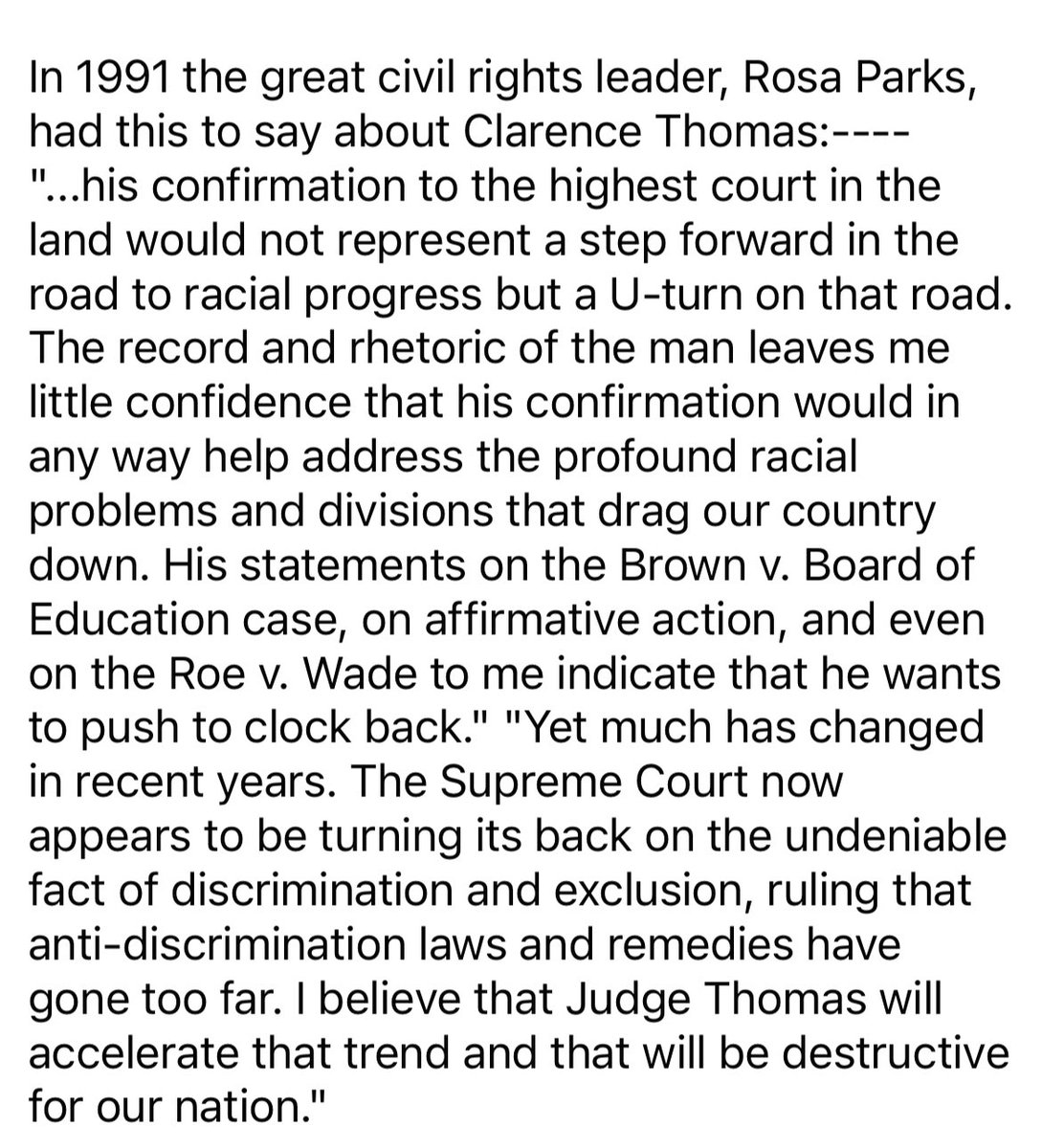 @eddsmitty @KuckelmanAshley @RealMonkeyCat Over 30 years ago, the great civil rights activist, Rosa Parks, knew exactly what Clarence Thomas was about and what he would do. 👇👇👇👇👇👇👇👇👇👇👇