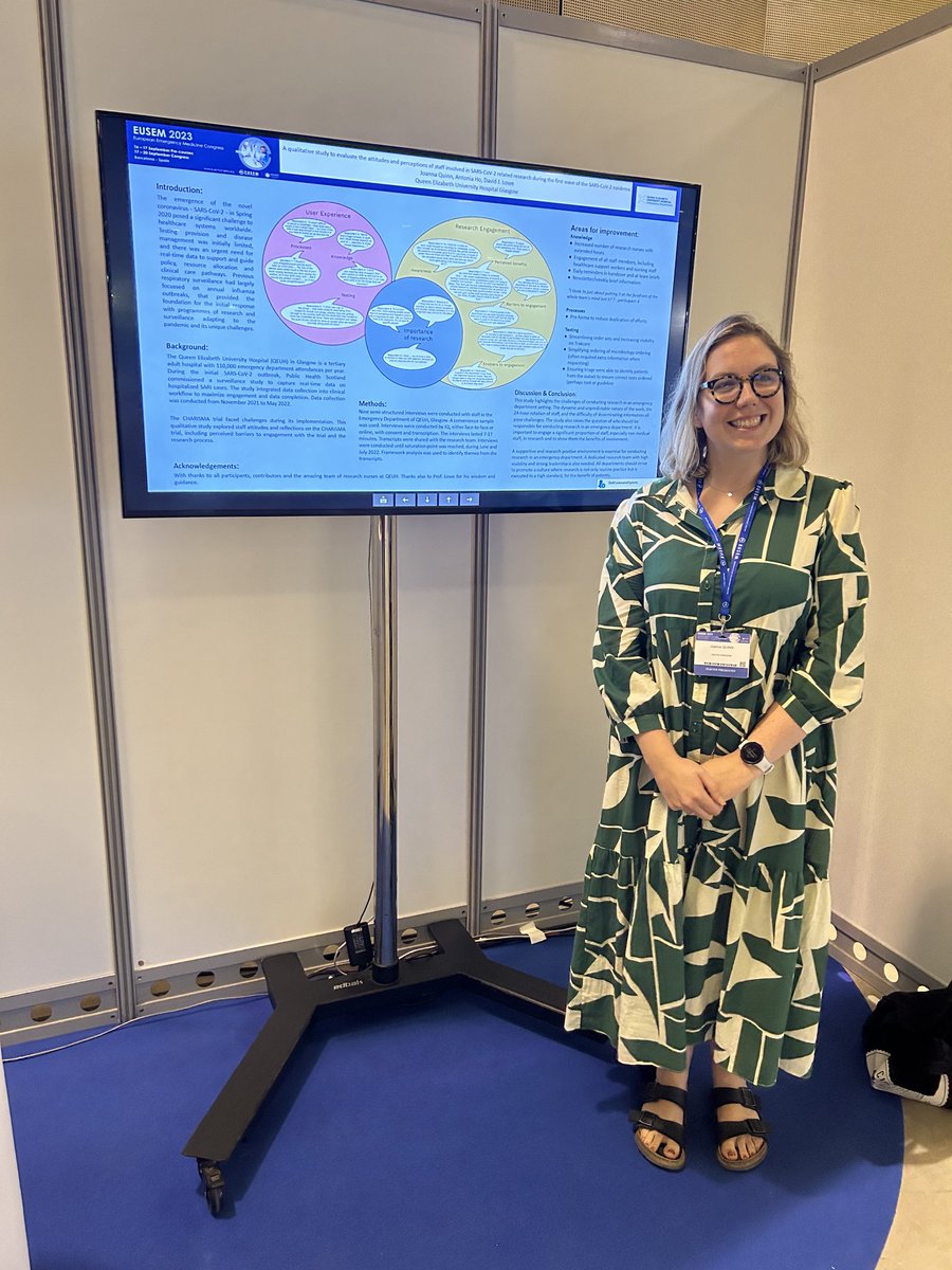 Delighted to be presenting my qualitative data on ED staff attitudes towards COVID research during the pandemic at #EUSEM2023. See you in Copenhagen!