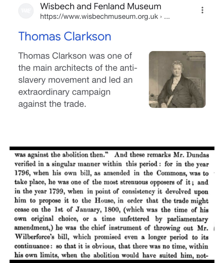 SirGeoffPalmer's tweet photo. To justify removing the Council’s plaque unofficially, the Viscount says Prof McCarthy said, “key abolitionists” supported Dundas’ slavery plan. But key abolitionists…Clarkson said Dundas was the “chief instrument” against abolition and Pitt said Dundas’ plan was a deception. https://t.co/aTrfUf9q9M