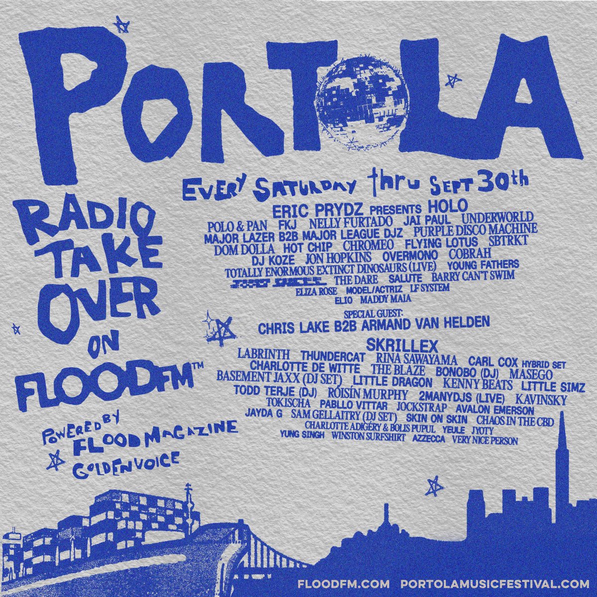 WE'RE GIVING AWAY 2-DAY PASSES TO THE AMAZING PORTOLA MUSIC FESTIVAL! 🚨🎟️🪩

Just repost this and you're automatically entered to win!

9/30-10/1 at Pier 80, SF
<a href="/PortolaFestival/">Portola Festival</a> 

Also, today is the last PORTOLA RADIO TAKE OVER on FLOOD FM! 📻

<a href="/floodmagazine/">FLOOD Magazine</a> <a href="/GoldenvoiceBay/">GoldenvoiceBay</a>