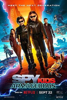 yan_widjaya's tweet image. #SpyKidsArmageddon (Netflix/Skydance/2023) sut Robert Rodriguez, waralaba ke-5 dg tim pemain baru. Dua bocah cerdas; Tony n Patty, berjuang menolong ortu mrk, duo spion OSS Tango-Nora yg ditawan Kingston utk merombak dunia. Action-fantasi childish toh pamer CGI canggih n kocak