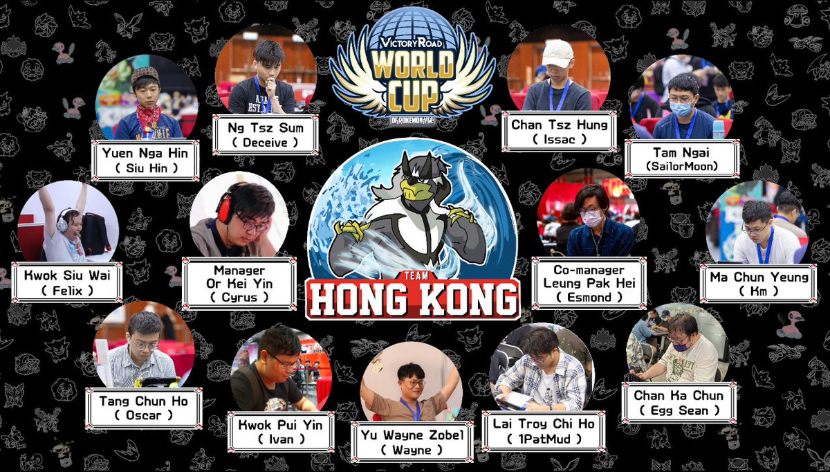CyrusOr (@cyrus1119) on Twitter photo Here are the representative members of Team Hong Kong for the <a href="/VGCVictoryRoad/">Victory Road VGC</a> World Cup 2023!
<a href="/EsmondVGC/">Esmond Leung</a>
<a href="/FELIXKWOK13/">FELIX KWOK</a>
<a href="/SiuHinVGC/">Marco Yuen ( Yuen Nga Hin / SiuHin / 小軒 / ひんくん )</a>
<a href="/samnggg_tsng/">deceiveVGC</a>
<a href="/Avoidlessvgc/">Avoidless</a>
<a href="/SailorMoonVG/">SailorMoon</a>
<a href="/VgcKmm1004/">Km</a>
<a href="/ivankk986/">Ivan Kwok</a>
<a href="/t0scar/">Oscar Tang</a>
<a href="/yuwaynezobel/">WayneYu@香港</a>
<a href="/1Pat_MudVGC/">1PatMud</a>
Egg Sean Here are the representative members of Team Hong Kong for the <a href="/VGCVictoryRoad/">Victory Road VGC</a> World Cup 2023!
<a href="/EsmondVGC/">Esmond Leung</a>
<a href="/FELIXKWOK13/">FELIX KWOK</a>
<a href="/SiuHinVGC/">Marco Yuen ( Yuen Nga Hin / SiuHin / 小軒 / ひんくん )</a>
<a href="/samnggg_tsng/">deceiveVGC</a>
<a href="/Avoidlessvgc/">Avoidless</a>
<a href="/SailorMoonVG/">SailorMoon</a>
<a href="/VgcKmm1004/">Km</a>
<a href="/ivankk986/">Ivan Kwok</a>
<a href="/t0scar/">Oscar Tang</a>
<a href="/yuwaynezobel/">WayneYu@香港</a>
<a href="/1Pat_MudVGC/">1PatMud</a>
Egg Sean