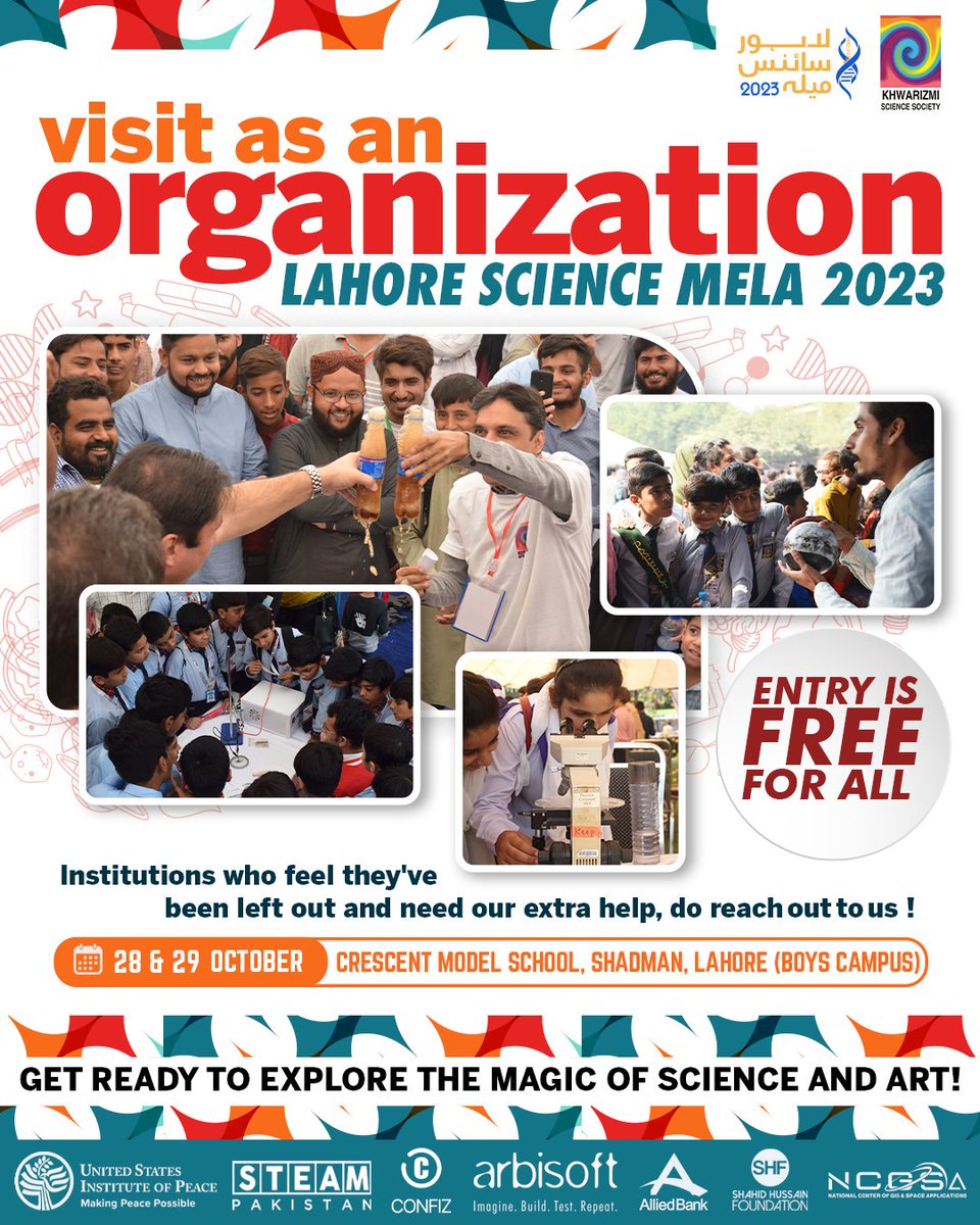 KSSPakistan's tweet photo. We're inviting all institutions, including schools, nonprofits, old homes, orphanages, and others, to be a part of this exciting journey into the world of science and discovery. Get ready to explore the magic of science and art!
Fill out the form below!
https://t.co/IYZsaFG9rN https://t.co/qUq7LqrZQA