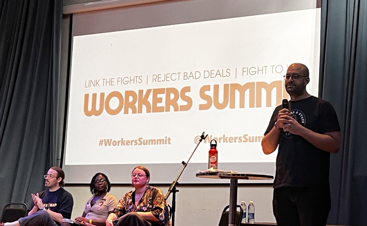 Making clear that the fight by NHS workers is a struggle to save the NHS, fantastic speech by @andrewmeyerson at the #WorkersSummit. Join the doctors on the picket lines on 2-4 October. Solidarity!