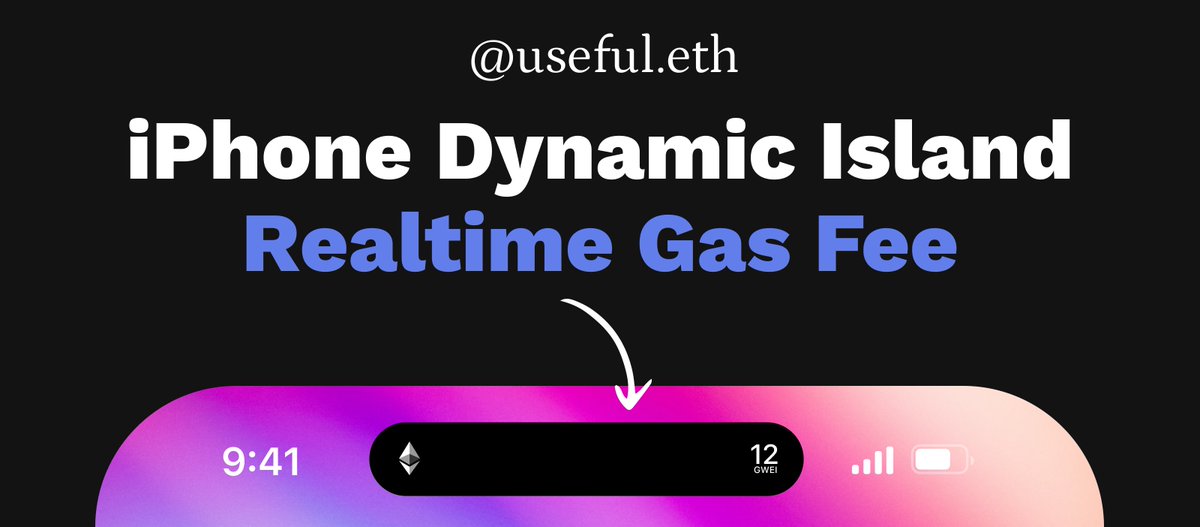 usefulETH's tweet image. Concept #6: realtime gas fee on #ios dynamic island