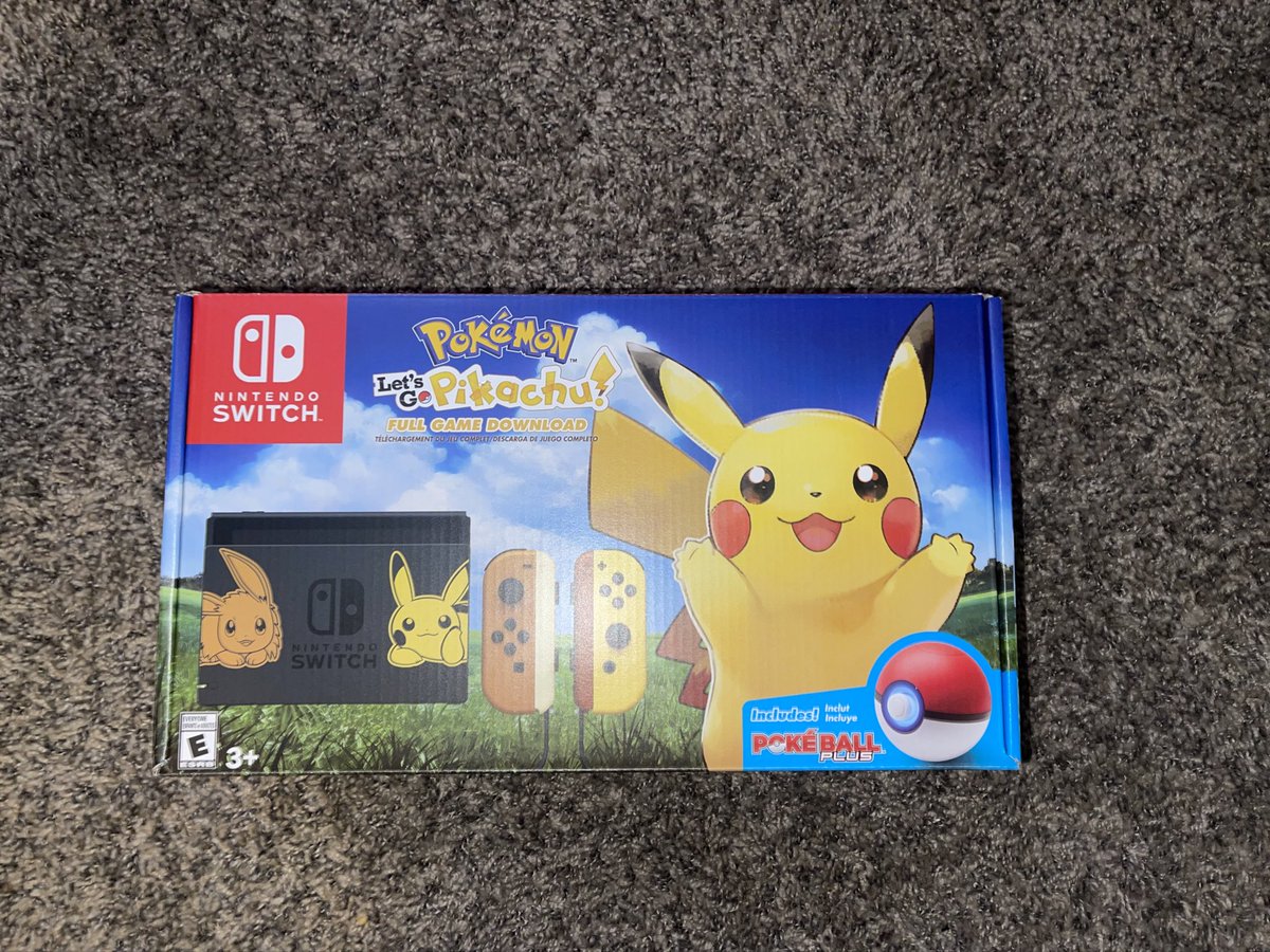 yuhwhatever's tweet photo. Let’s go pikachu switch edition. Small crack on screen $425 shipped https://t.co/wShdqAL5Dt
