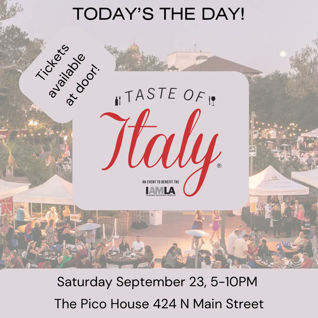 Today’s the day we’ve all been waiting for- Taste of Italy 2023! We will see you downtown Los Angeles from 5-10pm for a wonderful night of Italian cuisine, entertainment and more! Tickets available at the door!