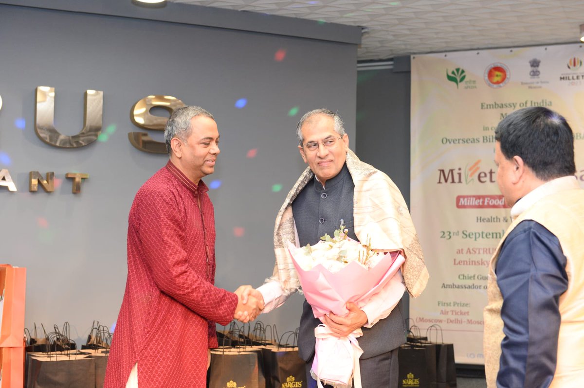 A week long "Millet Mahotsav", the Indian Millet week 2023 from Sept. 16-23, concluded today with a food competition inaugurated by <a href="/AmbKapoor/">Pavan Kapoor</a>.

The event was organised by the Embassy of India in collaboration with Overseas Bihar Association at Hotel Astrus, Moscow.
