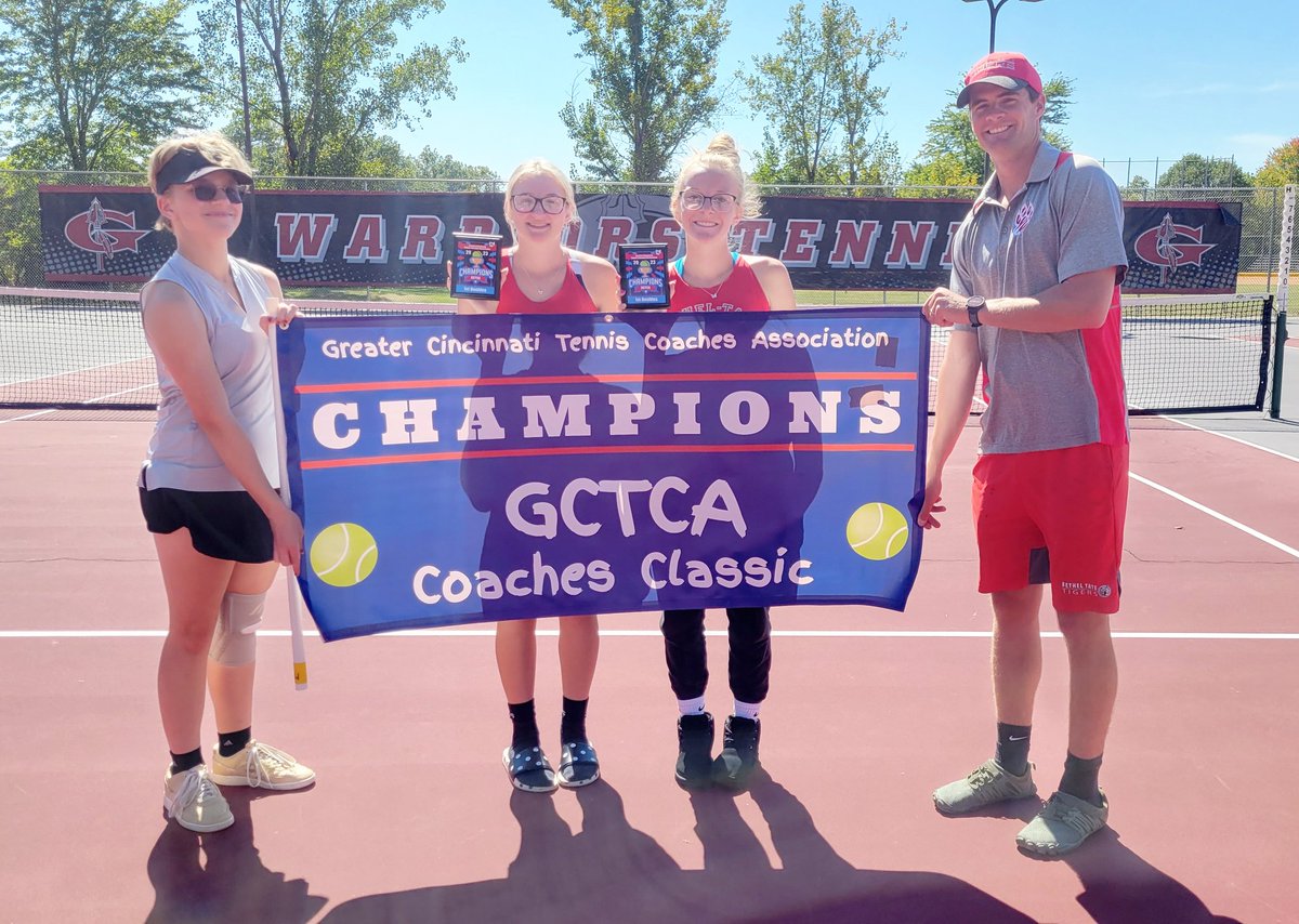 mwickline1's tweet photo. 2023 GCTCA 1st doubles Champs!  Always nice to add another ✔️ to the win column! 6-0, 6-0 against Middletown, 6-0, 6-1 against Goshen.  ❤️🐅🎾 #gctca @bethelTsports https://t.co/CGbACs38lL