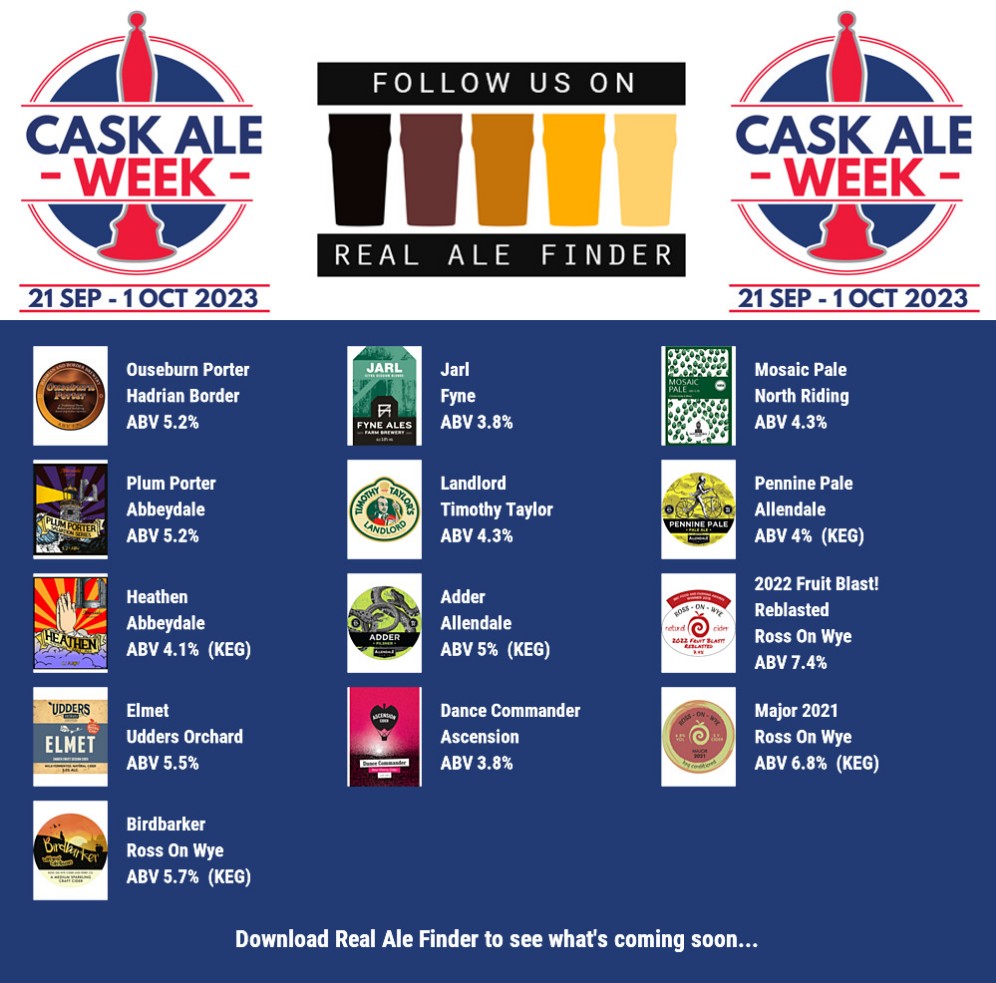 Every week is Cask Ale week here!
Beer Board: bit.ly/2SjSTDd

#CaskAleWeek <a href="/caskaleweek/">Cask Ale Week</a> <a href="/HadrianBorder/">Hadrian Border Brewery</a> <a href="/FyneAles/">Fyne Ales</a> <a href="/northridingbrew/">northridingbrewery</a> <a href="/AbbeydaleBeers/">Abbeydale Brewery</a> <a href="/TimothyTaylors/">Timothy Taylor's Brewery</a> <a href="/AllendaleBrewCo/">Allendale Brewery</a> <a href="/RossCider/">Ross Cider</a> @uddersorchard <a href="/AscensionCider/">Ascension Cider</a> <a href="/CAMRADurham/">CAMRA Durham</a>
#RealAleFinder