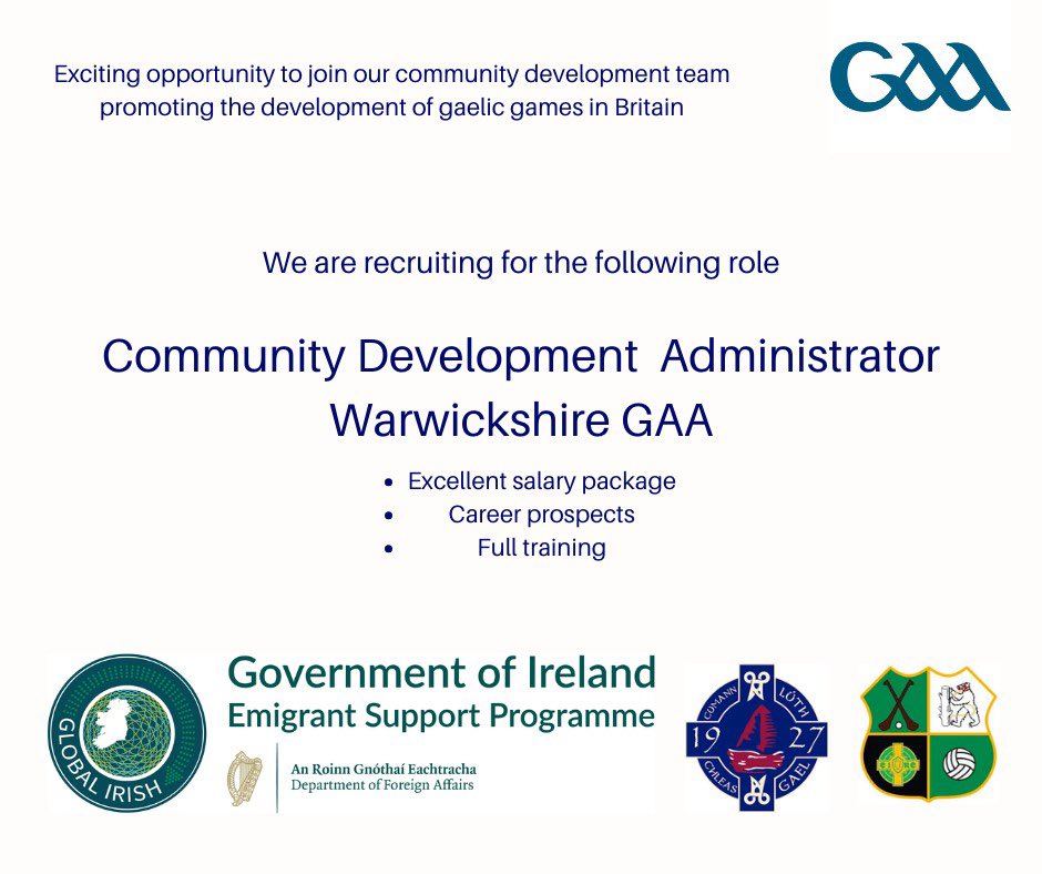 Come join us! An exciting opportunity to join our community development team. For more information click on the link provided. Closing date - 6th of October. jobs.ie/job/Community-… @warwickshireclg