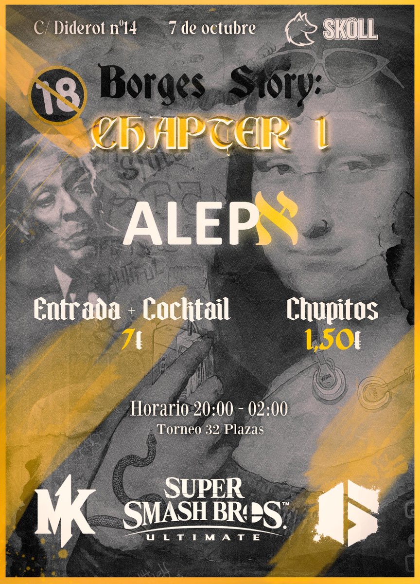 Les traemos un nuevo eventito algo diferente a lo habitual; presentamos: Borges Story: chapter 1🍺en colaboración con <a href="/Alephproject_/">Aleph Project</a>

🇮🇨 Gran Canaria
📍 Aleph Project
🎟️ 7 euros + cocktail gratis 🍸
📅 Sábado 7 de Octubre

⏬Inscripciones⏬
start.gg/tournament/bor…